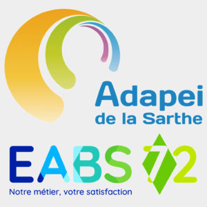 ceci est le logo de adapei de la sarthe associé à E A B S 72, notre métier, votre satisfaction